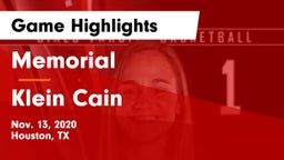 Memorial  vs Klein Cain Game Highlights - Nov. 13, 2020
