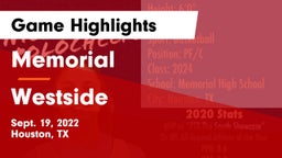 Memorial  vs Westside  Game Highlights - Sept. 19, 2022