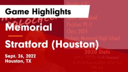 Memorial  vs Stratford  (Houston) Game Highlights - Sept. 26, 2022