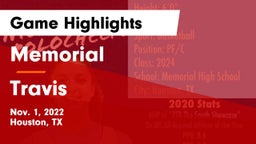 Memorial  vs Travis  Game Highlights - Nov. 1, 2022