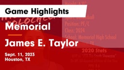 Memorial  vs James E. Taylor  Game Highlights - Sept. 11, 2023