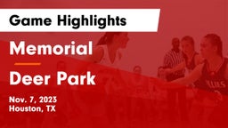 Memorial  vs Deer Park  Game Highlights - Nov. 7, 2023