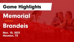 Memorial  vs Brandeis  Game Highlights - Nov. 10, 2023