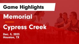 Memorial  vs Cypress Creek  Game Highlights - Dec. 5, 2023