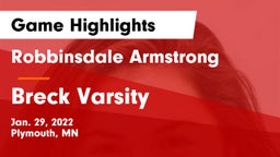Robbinsdale Armstrong  vs Breck Varsity Game Highlights - Jan. 29, 2022