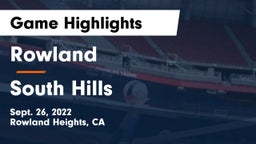 Rowland  vs South Hills  Game Highlights - Sept. 26, 2022