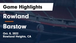 Rowland  vs Barstow Game Highlights - Oct. 8, 2022