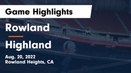 Rowland  vs Highland Game Highlights - Aug. 20, 2022