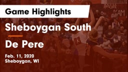 Sheboygan South  vs De Pere  Game Highlights - Feb. 11, 2020