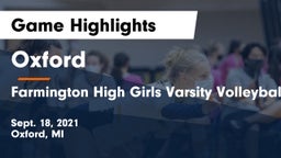 Oxford  vs Farmington High Girls Varsity Volleyball Game Highlights - Sept. 18, 2021