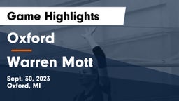 Oxford  vs Warren Mott Game Highlights - Sept. 30, 2023