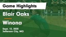 Blair Oaks  vs Winona Game Highlights - Sept. 12, 2020