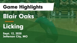Blair Oaks  vs Licking  Game Highlights - Sept. 12, 2020