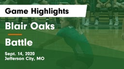 Blair Oaks  vs Battle  Game Highlights - Sept. 14, 2020
