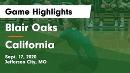 Blair Oaks  vs California  Game Highlights - Sept. 17, 2020