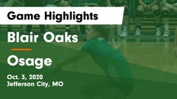 Blair Oaks  vs Osage  Game Highlights - Oct. 3, 2020