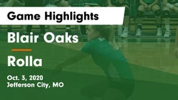 Blair Oaks  vs Rolla  Game Highlights - Oct. 3, 2020