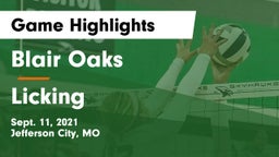 Blair Oaks  vs Licking  Game Highlights - Sept. 11, 2021