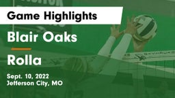 Blair Oaks  vs Rolla  Game Highlights - Sept. 10, 2022