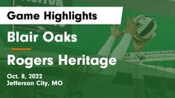 Blair Oaks  vs Rogers Heritage  Game Highlights - Oct. 8, 2022