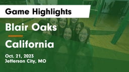 Blair Oaks  vs California  Game Highlights - Oct. 21, 2023