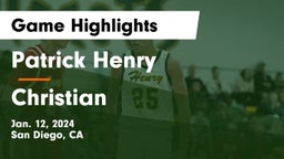 Patrick Henry  vs Christian  Game Highlights - Jan. 12, 2024