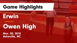 Erwin  vs Owen High Game Highlights - Nov. 30, 2018