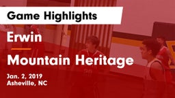 Erwin  vs Mountain Heritage  Game Highlights - Jan. 2, 2019