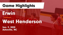 Erwin  vs West Henderson  Game Highlights - Jan. 9, 2020