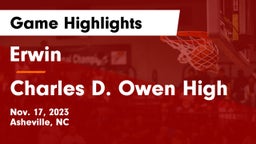Erwin  vs Charles D. Owen High Game Highlights - Nov. 17, 2023