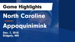North Caroline  vs Appoquinimink  Game Highlights - Dec. 7, 2018