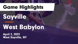 Sayville  vs West Babylon  Game Highlights - April 2, 2022