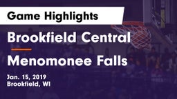 Brookfield Central  vs Menomonee Falls  Game Highlights - Jan. 15, 2019