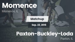 Matchup: Momence  vs. Paxton-Buckley-Loda  2016