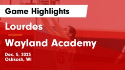 Lourdes  vs Wayland Academy  Game Highlights - Dec. 5, 2023