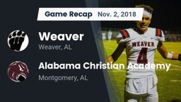 Recap: Weaver  vs. Alabama Christian Academy  2018