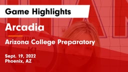 Arcadia  vs Arizona College Preparatory  Game Highlights - Sept. 19, 2022