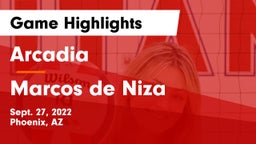 Arcadia  vs Marcos de Niza Game Highlights - Sept. 27, 2022