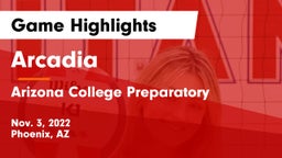 Arcadia  vs Arizona College Preparatory  Game Highlights - Nov. 3, 2022