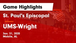 St. Paul's Episcopal  vs UMS-Wright  Game Highlights - Jan. 31, 2020