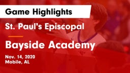 St. Paul's Episcopal  vs Bayside Academy  Game Highlights - Nov. 14, 2020