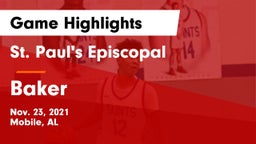 St. Paul's Episcopal  vs Baker  Game Highlights - Nov. 23, 2021