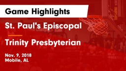 St. Paul's Episcopal  vs Trinity Presbyterian  Game Highlights - Nov. 9, 2018