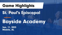 St. Paul's Episcopal  vs Bayside Academy  Game Highlights - Jan. 11, 2023
