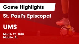 St. Paul's Episcopal  vs UMS Game Highlights - March 12, 2020