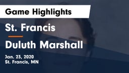 St. Francis  vs Duluth Marshall Game Highlights - Jan. 23, 2020