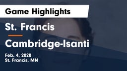 St. Francis  vs Cambridge-Isanti  Game Highlights - Feb. 4, 2020