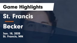 St. Francis  vs Becker  Game Highlights - Jan. 18, 2020