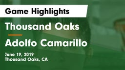 Thousand Oaks  vs Adolfo Camarillo  Game Highlights - June 19, 2019