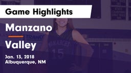Manzano  vs Valley  Game Highlights - Jan. 13, 2018